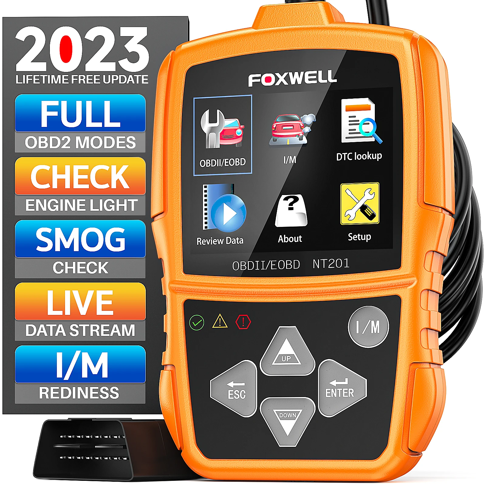 

FOXWELL NT201 OBD2 Auto Scanner Check Engine Light Smog Professional Code Reader OBD II Car Diagnostic Scan Tools pk ELM327