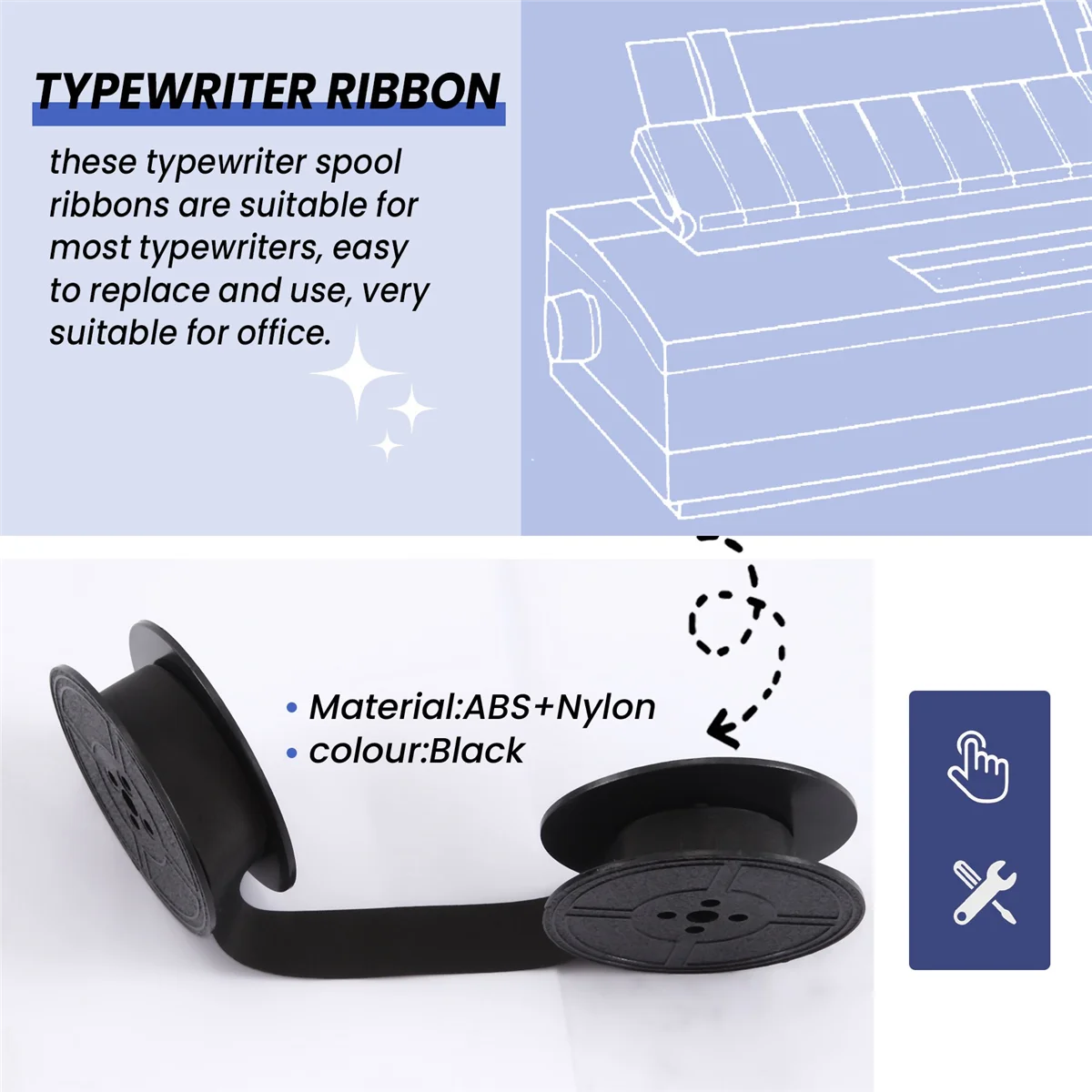 1แพ็คเครื่องพิมพ์ดีดริบบิ้นTwin Spoolเครื่องพิมพ์ดีดริบบิ้นหมึกTwin Spool Packหมึกเปลี่ยนสําหรับเครื่องพิมพ์ดีดส่วนใหญ่ (สีดํา)