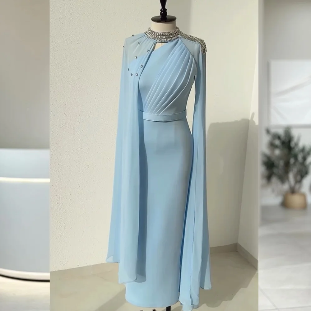 

Customized Sparkle Jersey Sequined Pleat Straight High Collar Long Dresses Bespoke Occasion Formal Chinese Style