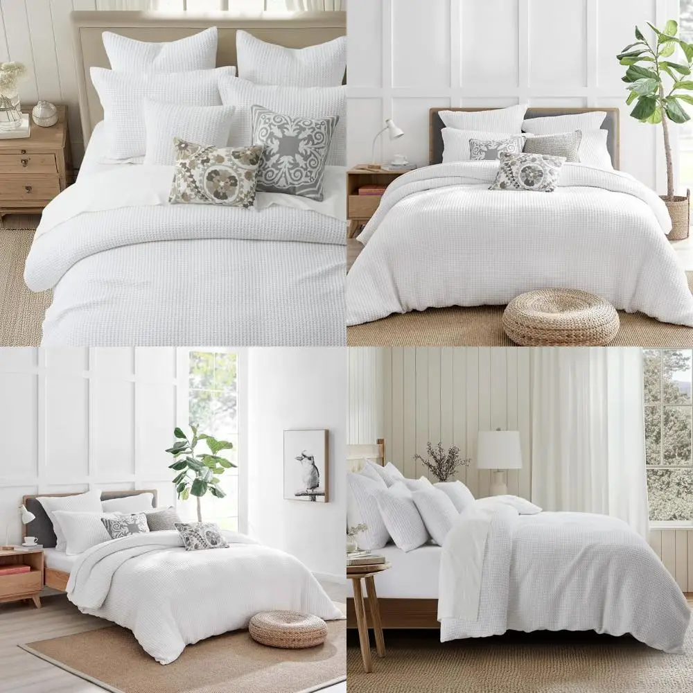 

Cotton Queen Duvet Cover Set with 2 Shams - Pre-Washed Bright White