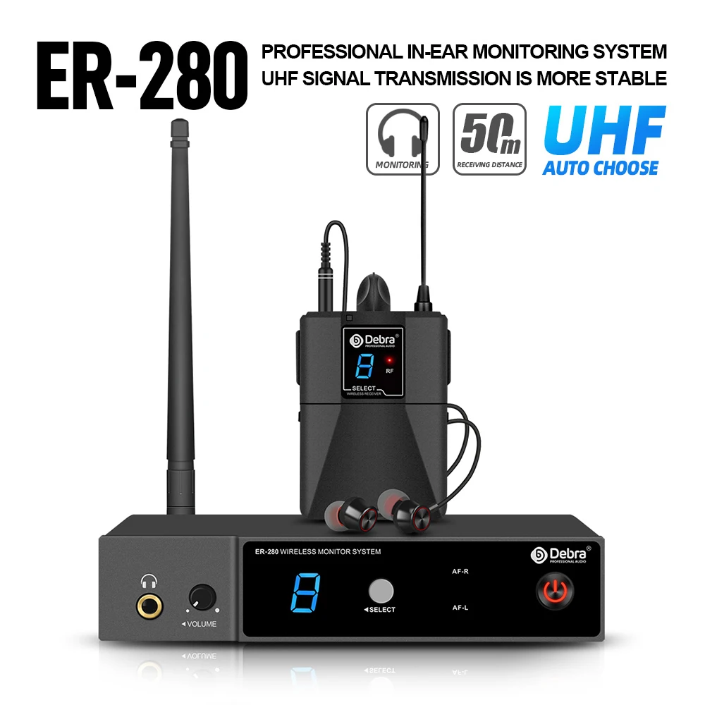 FROKET ER-280 In-Ear Monitoring Wireless System UHF Singal Channel Multiple Transmitter For Small Concerts And Home Theater.