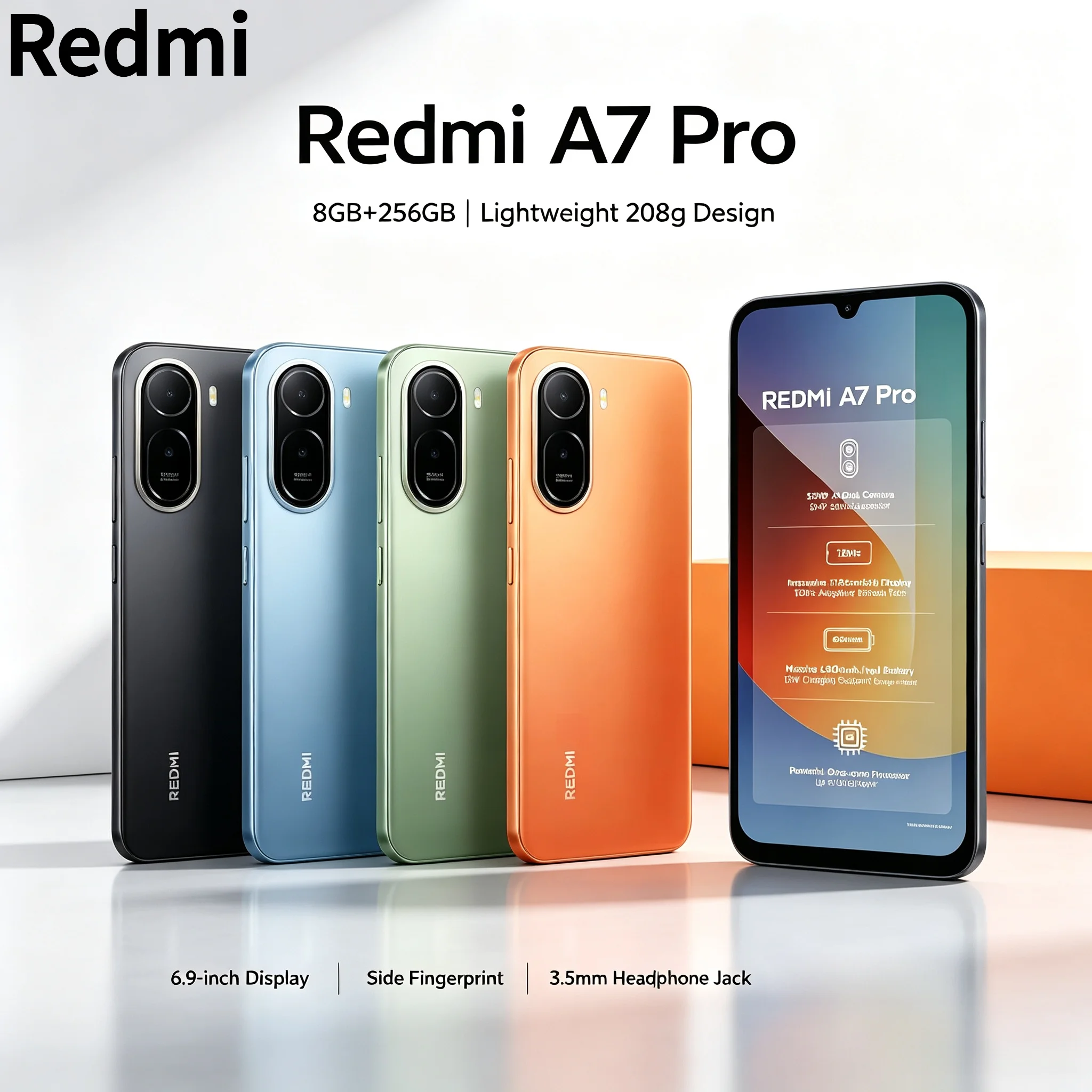 2026 New Xiaomi Redmi A7Pro 8 GB RAM 256 GB ROM 6.9' FHD+ Helio G85 Gaming Smartphone Dual 5G VoLTE 5000mAh Dual Rear Camera