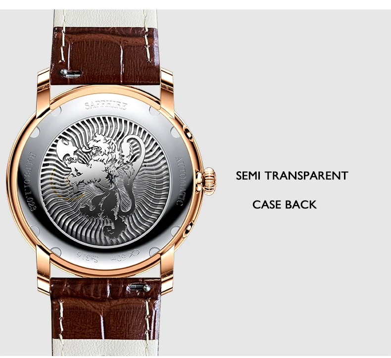 LOBINNI Orologi automatici da uomo 40mm Orologio da polso meccanico di lusso 50M Impermeabile Zaffiro Chiusura a farfalla Mese Settimana Data