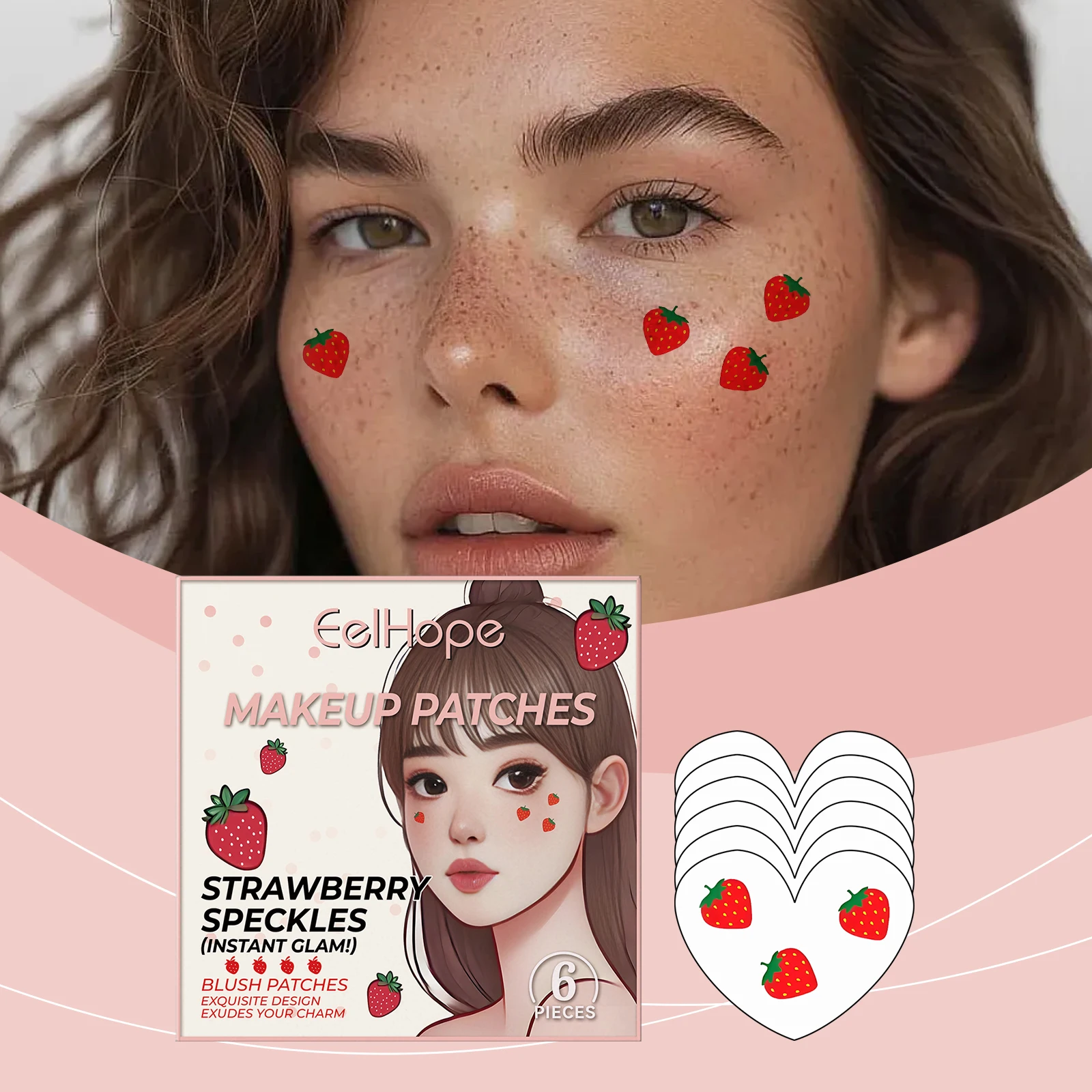Eelhope Strawberry Face Sticker Makeup - Temporary Body Tattoo Water Transfer Decals for Party Festival Eye Makeup Decor