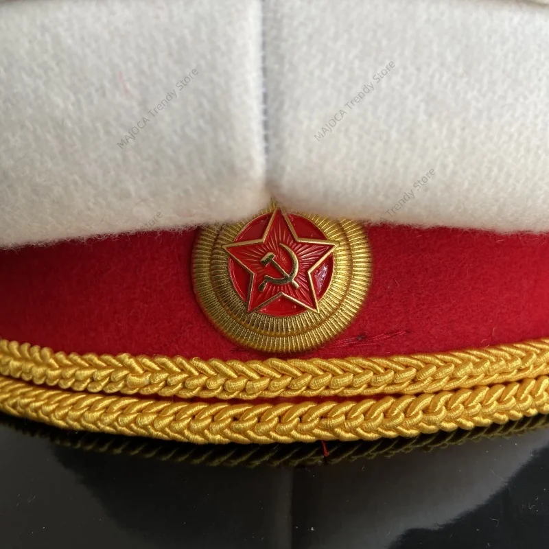 Chapeau de défilé du maréchal soviétique Staline-Era, uniforme de l'armée rouge, casquette visée pour la Collection WW2
