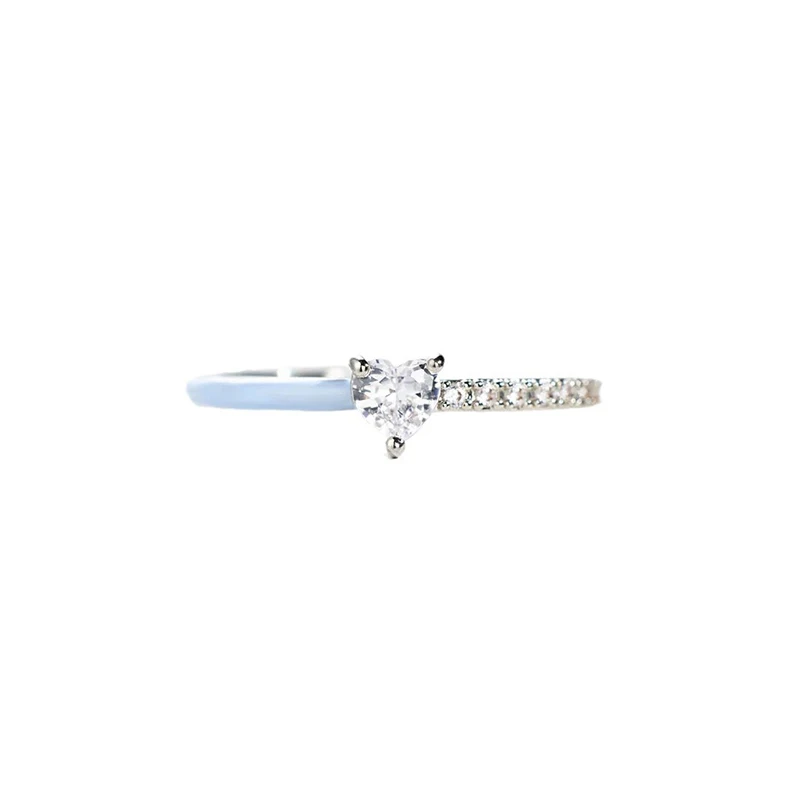 Colore argento donne cuori rettangolo CZ anello da dito classico lusso accessori da sposa festa di compleanno regalo di fidanzamento gioielli