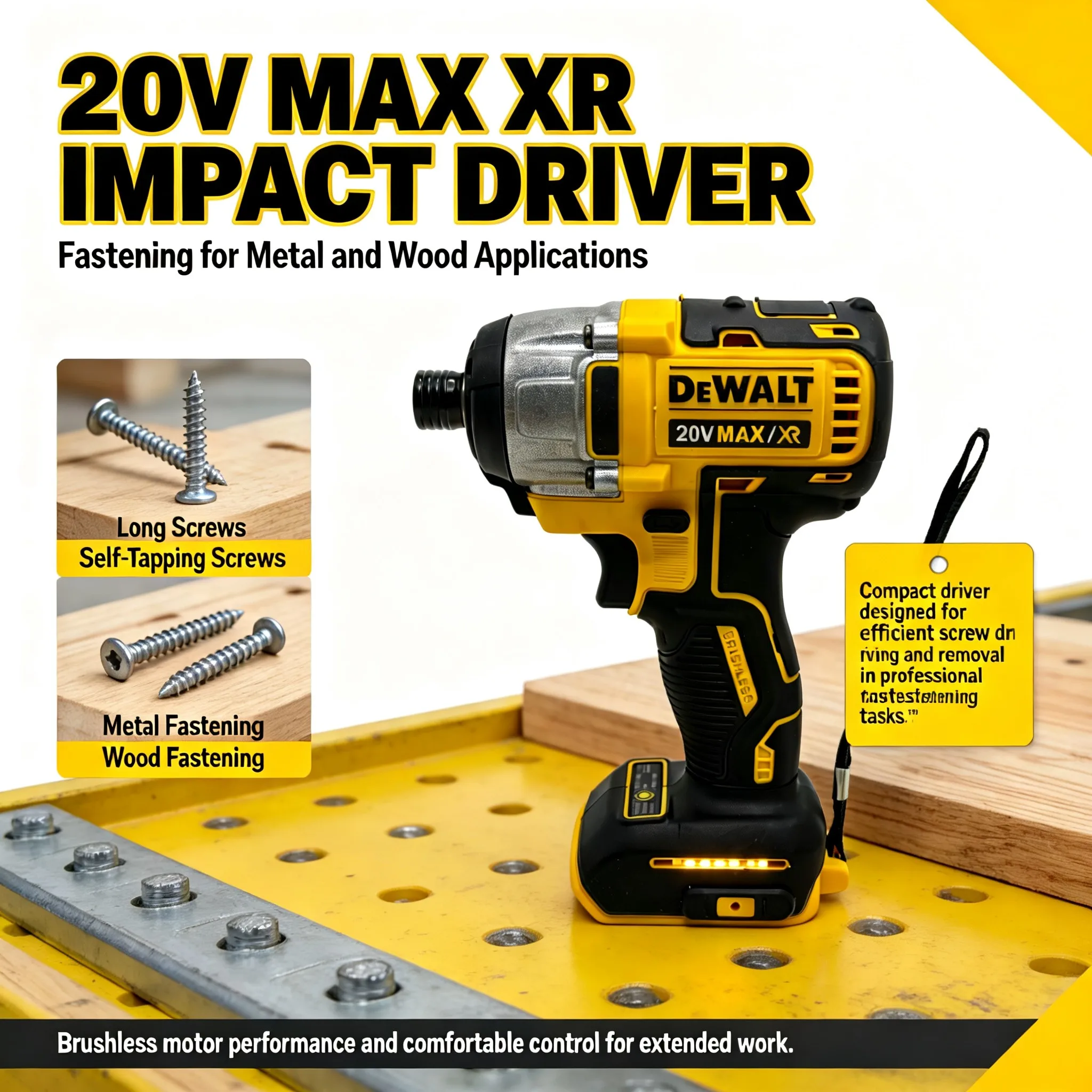 DEWALT DCD887 20V Rechargeable Electric Screwdriver, Compact Brushless Cordless Power Tool