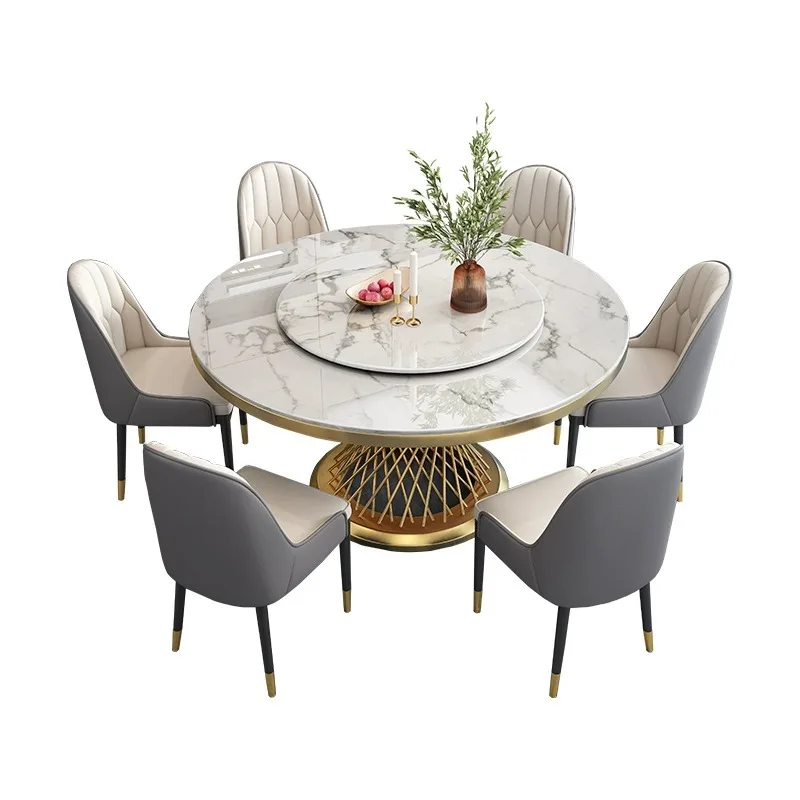 

Light luxury, anti-scalding, rock slab, stainless steel, dining table, modern, simple, household, round