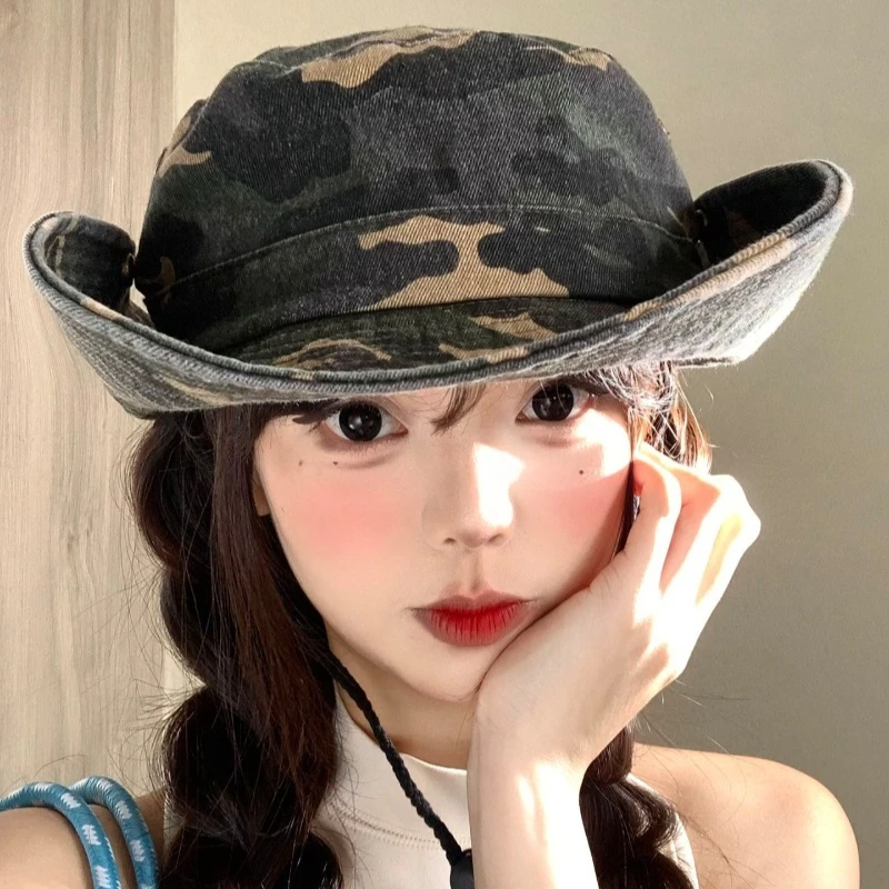 Neuer amerikanischer Camouflage-Fischerhut mit großer Krempe für Herren und Damen – ideal für Frühling und Sommer, Outdoor, Wandern, Camping, Sonnenschutz – Detail 2