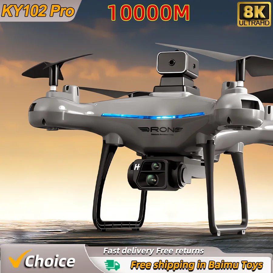 KY102 Rc Drone 8K Profesjonalna fotografia lotnicza z podwójną kamerą 360°° Unikanie przeszkód Przepływ optyczny Czteroosiowy samolot RC 10000M