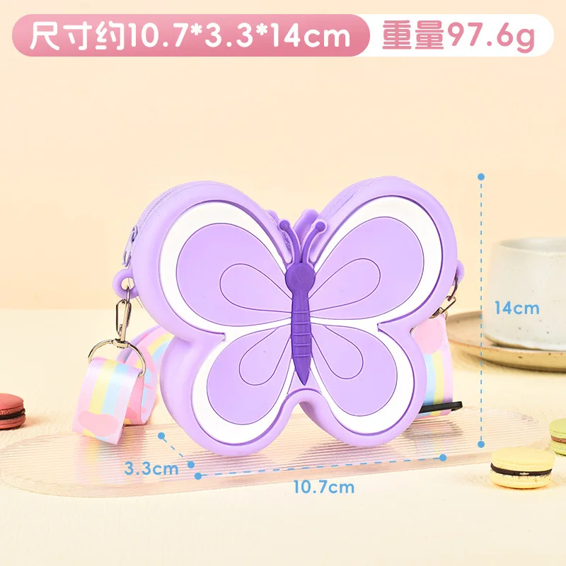 حقيبة كتف لطيفة من السيليكون للأطفال على شكل فراشة وحقيبة كروس للأطفال الصغار ومحفظة كروس وحقيبة يد ومحفظة للعملات المعدنية للفتيات والأطفال #6
