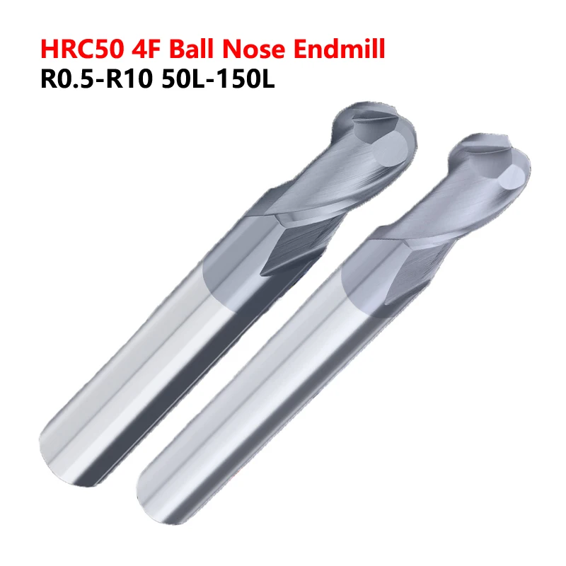 

OYYU HRC50 2 Flute 2F Ball Nose End Mills Tungsten Steel CNC Carbide Endmill R0.5 R0.75 R1 R2 50L 75L 100L Straight Shank