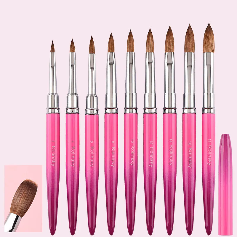 1個入り コリンスキー毛 ネイルアートブラシ アクリル UVジェル カービングペンブラシ 液体パウダー DIY ネイルペイント 描画ツール サイズ2-18