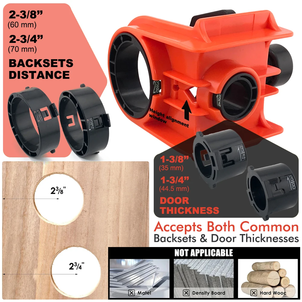 35-43mm 홀 커터 키트, 카바이드 톱니가 있는 볼락 보어 툴 및 목재 문용 3단계 파일럿 드릴, 가정용 DIY