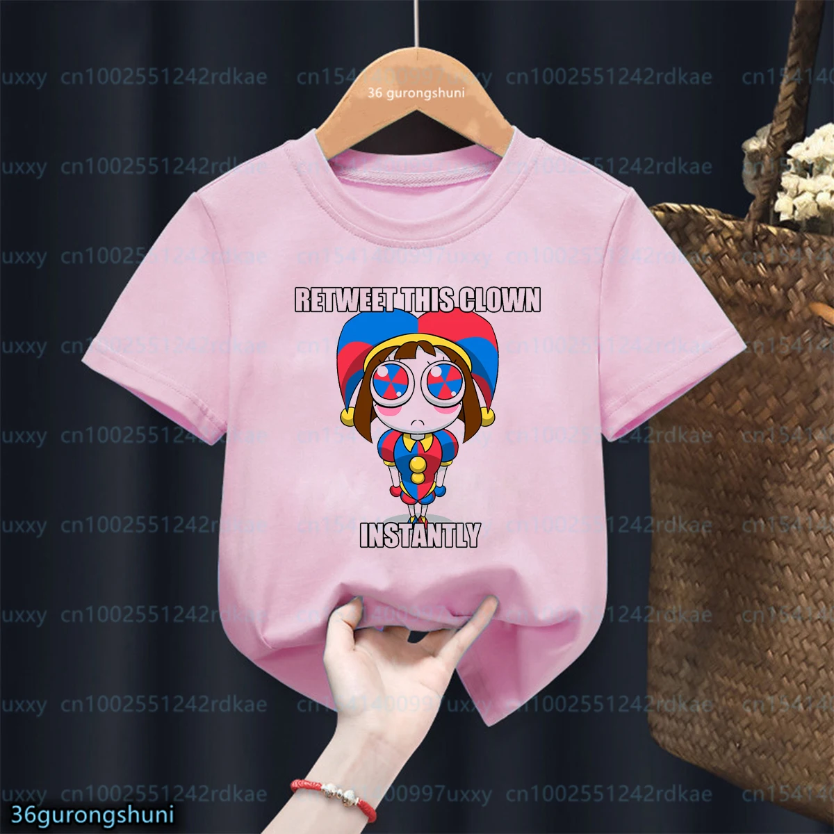 Camiseta com estampa gráfica kawaii para meninas, videogame, The Amazing Digital Circus, roupas infantis fofas, top rosa, moda