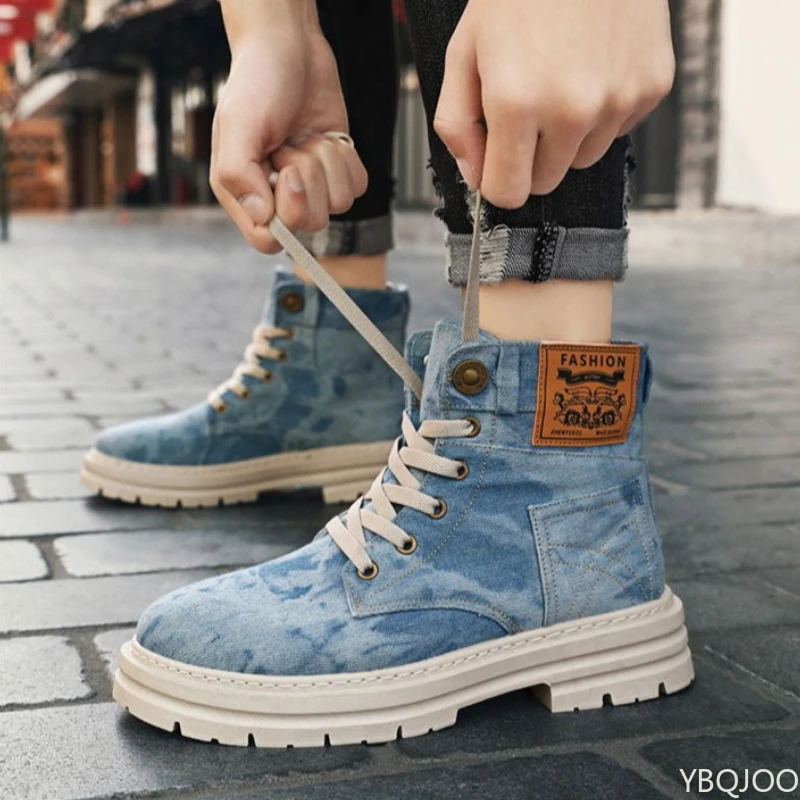 2025 Fashion New Non-slip and Wear-resistant Bottom Tube Men's Boots Spring High-top Thick-soled Canvas Tooling Boots Footwear
