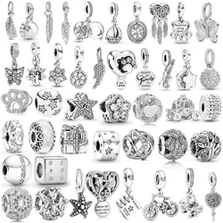 2024 New 925 Silver Plated Pendant Charm Beads For Pandora Necklace Bracelet Keychain DIY  Jewelry Accessories Christmas Gifts