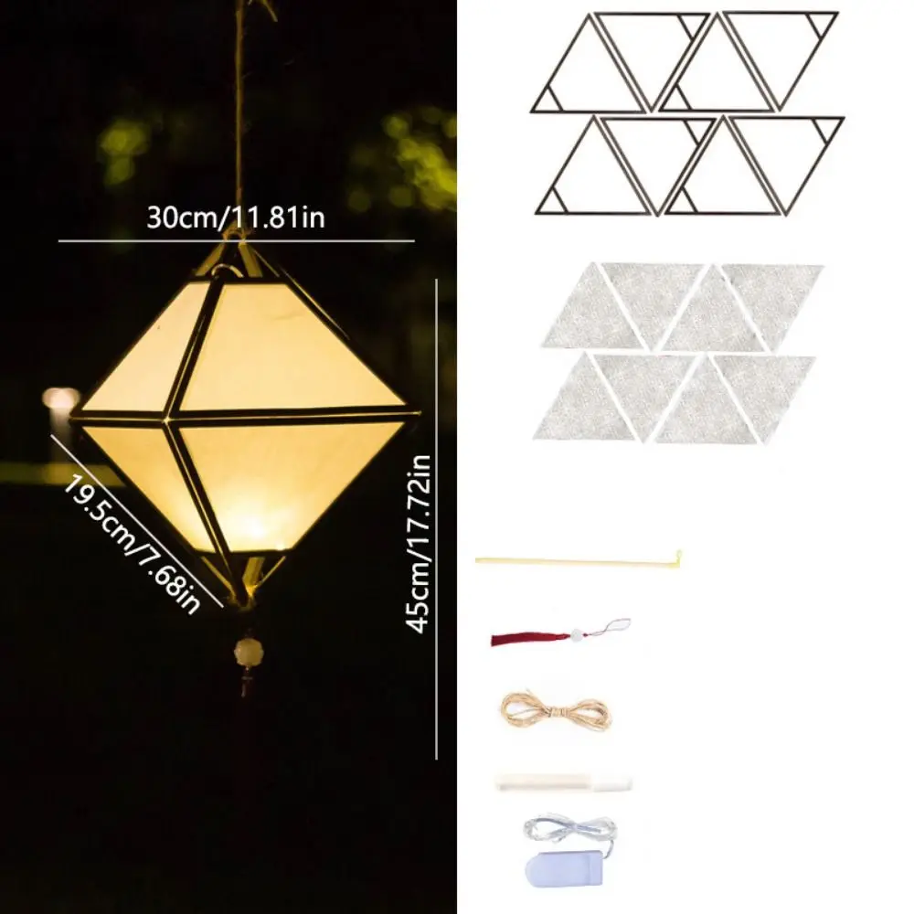 Creative Wooden Mid-Autumn Festival Lantern LED Light Creative Handmade Hanging Lamp Glowing Drawing DIY Flower Lamp Mid-autumn