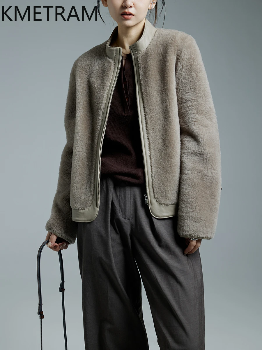 KMETRAM 100 % natürliche Lacon-Wolle, Schaffell-Pelzjacke, Damen, kurz, echter Pelzmantel, Damen-Winterkleidung, 2025 Secoziк Sierra Sierra Sierra