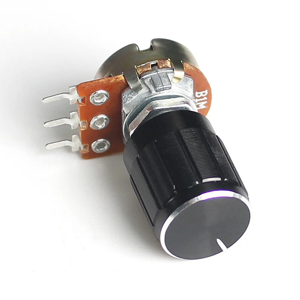 5 Set WH148 15mm 3pin Linear Potentiometer 1K 2K 5K 10K 20K 50K 100K 250K with Black Aluminum Alloy Knob Cap Potentiometers Kit