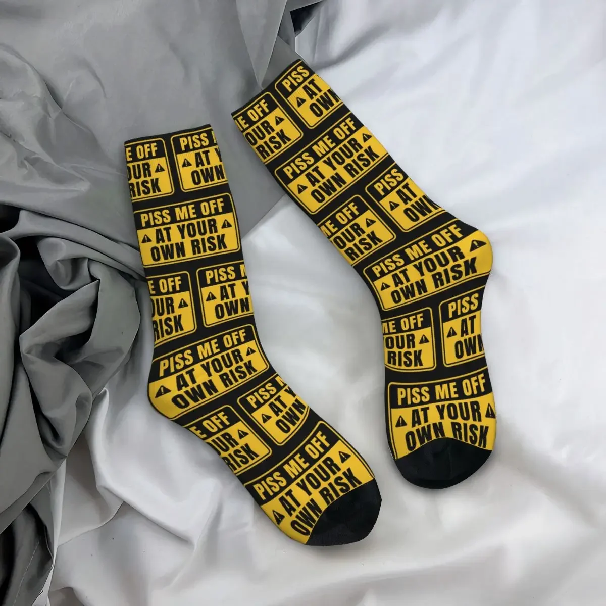 Caution - Piss Me Off At Your Own Risk Socks Harajuku Sweat Absorbing Stockings All Season Long Socks Unisex Birthday Present