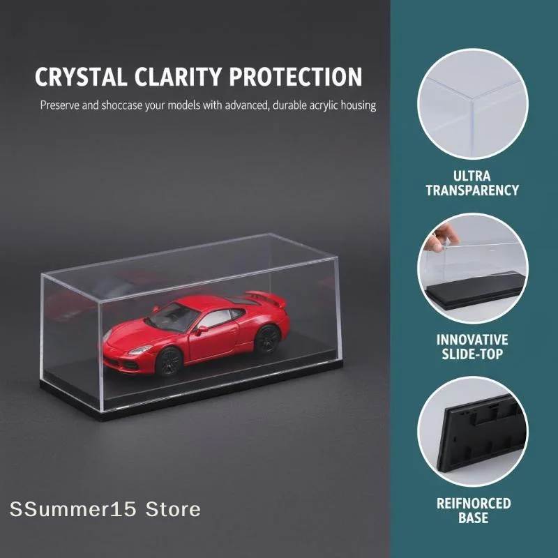 【R】1/5Pcs Acrylic Dust-Proof Showcase & Storage Organizer Box For MiniGT 1/64 Diecast Model Car Display Case With Cover