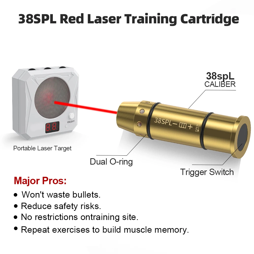 38SPL red dot laser training magazine dry fire tactical bullet trainer, suitable for pistol shooting practice
