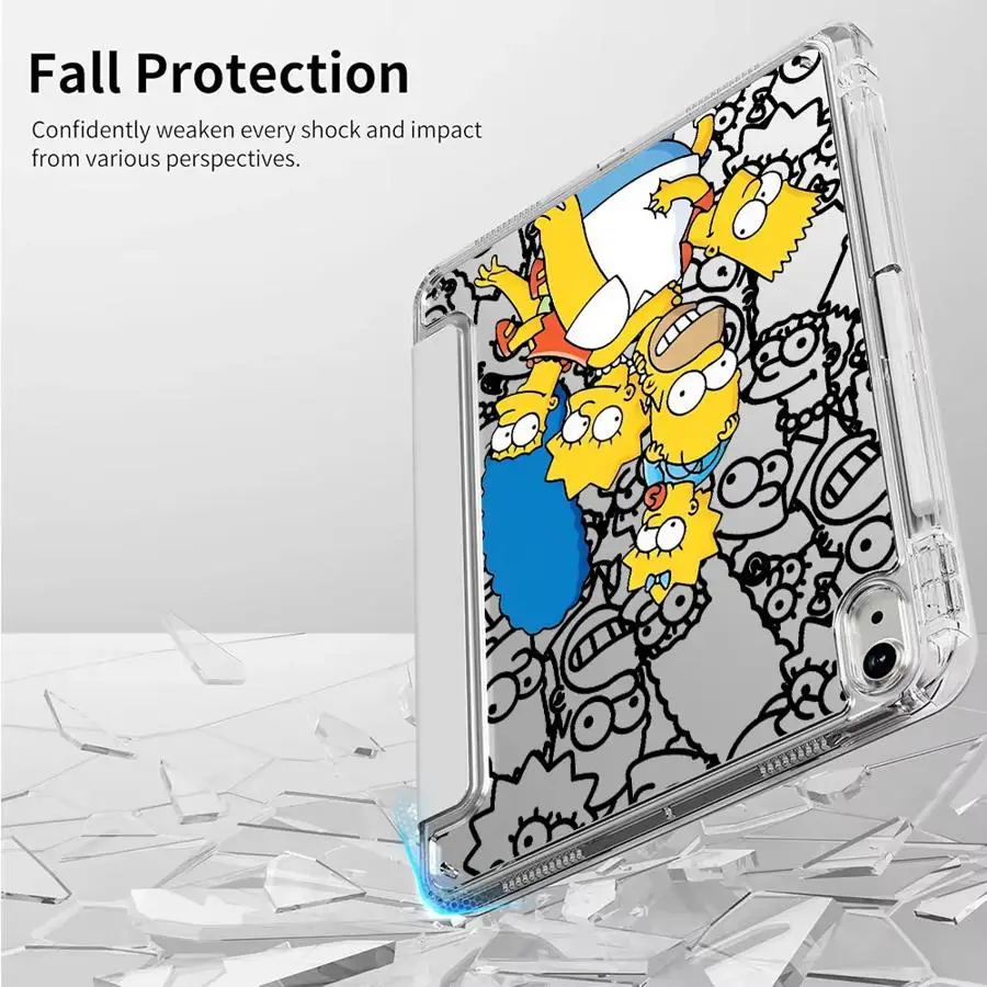 Simpson Cartoon Y-Fold Holder Cover Tablet Case For iPad Pro 2025 Mini 6 7 Air 4 5 M3 M2 1 2 M4 11inch Pro 11th 10th 9th 8th 7th