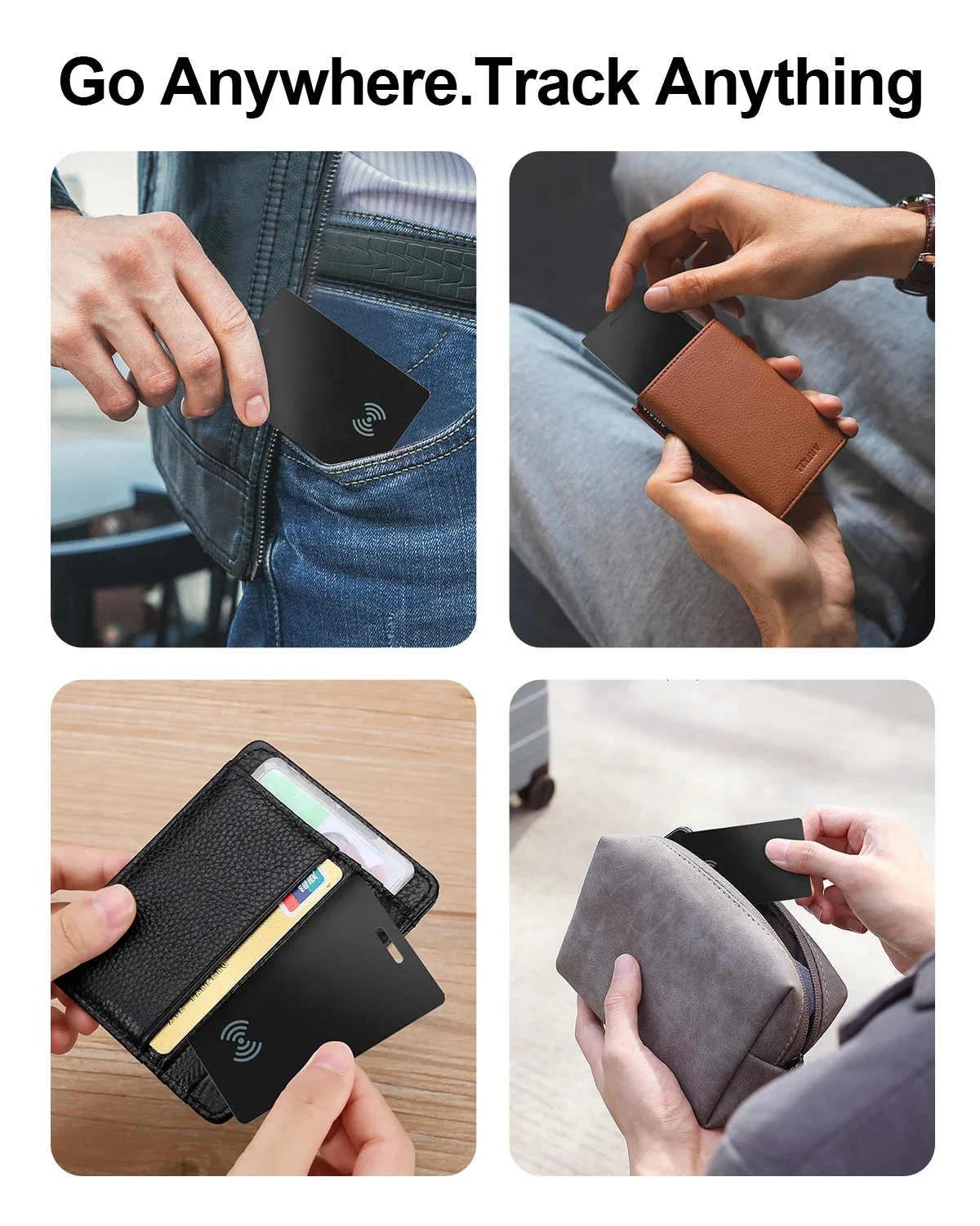 شاحن لاسلكي، محفظة مكتشف المفاتيح، بطاقة مضادة للخسارة، تتبع Google GPS، علامة موقع Android الذكية مع Google Find Hub Tracker