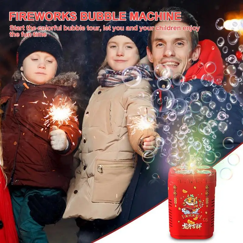 Machine à bulles de feux d'artifice automatique pour enfants, Année du dragon, Souffleur à bulles, Jouets pour enfants, Cadeaux du Nouvel An, 48 trous, 2024