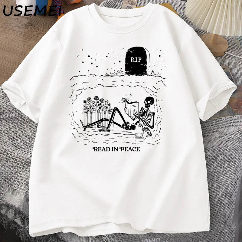 Bookworm Themed T-Shirt, Unisex, Clothing for Book Lovers, Skull Reading T-Shirt, Vintage Graphic T-Shirt, Classic Short-Sleeve T-Shirt, Unisex