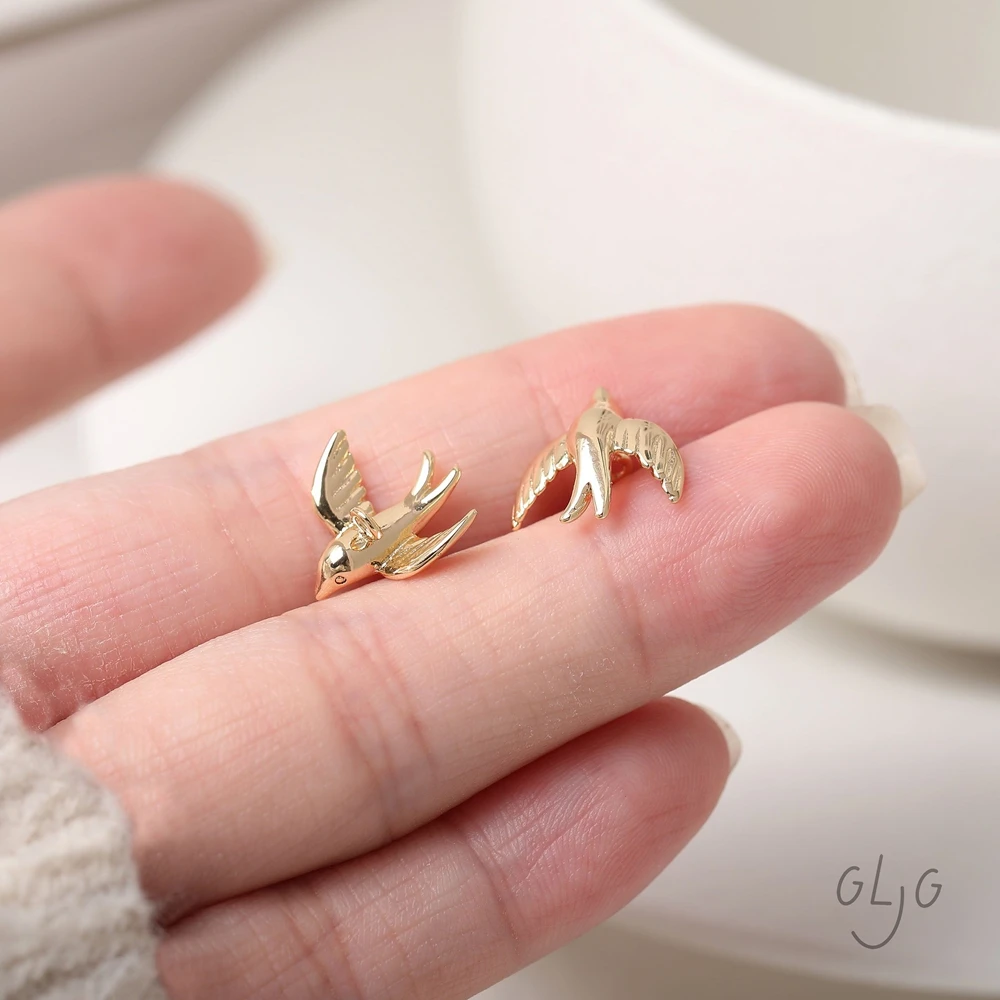 4PCS Brass 18K Gold Plated Exquisite Bird Swallow Pendant Necklace Jewelry DIY Making Supplies Material Accessories view 2
