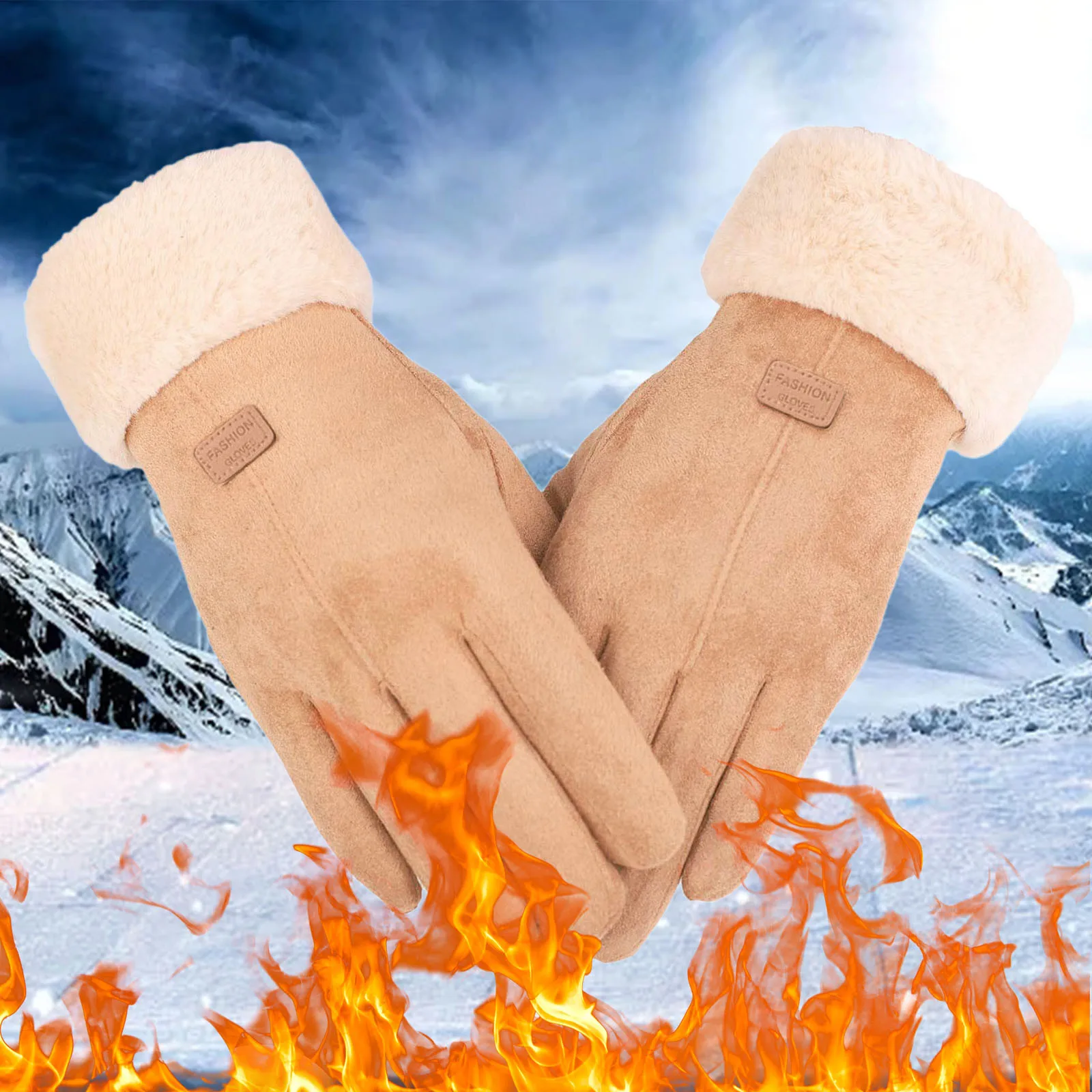 Gloves Warm Thermal Cable Women Elastic Touchscreen Knit Winter For Driving Cuff Gloves Mittens Men Winter Warm Women Gloves