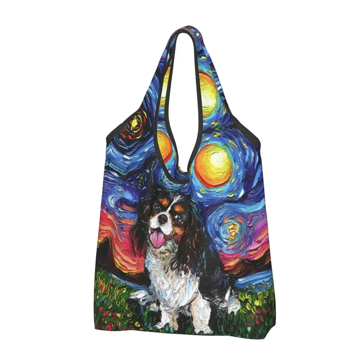 

Cute Print Cavalier King Spaniel Starry Night Shopping Tote Bag Portable Shoulder Shopper Pet Dog Lover Handbag