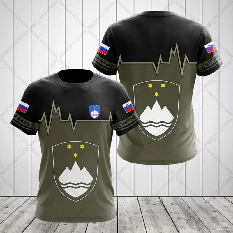 Slovenia Emblem Speed Style Customize Olive T-shirts Summer Unisex Tees Casual Short Sleeve Tops Adults and Kids Sportswear