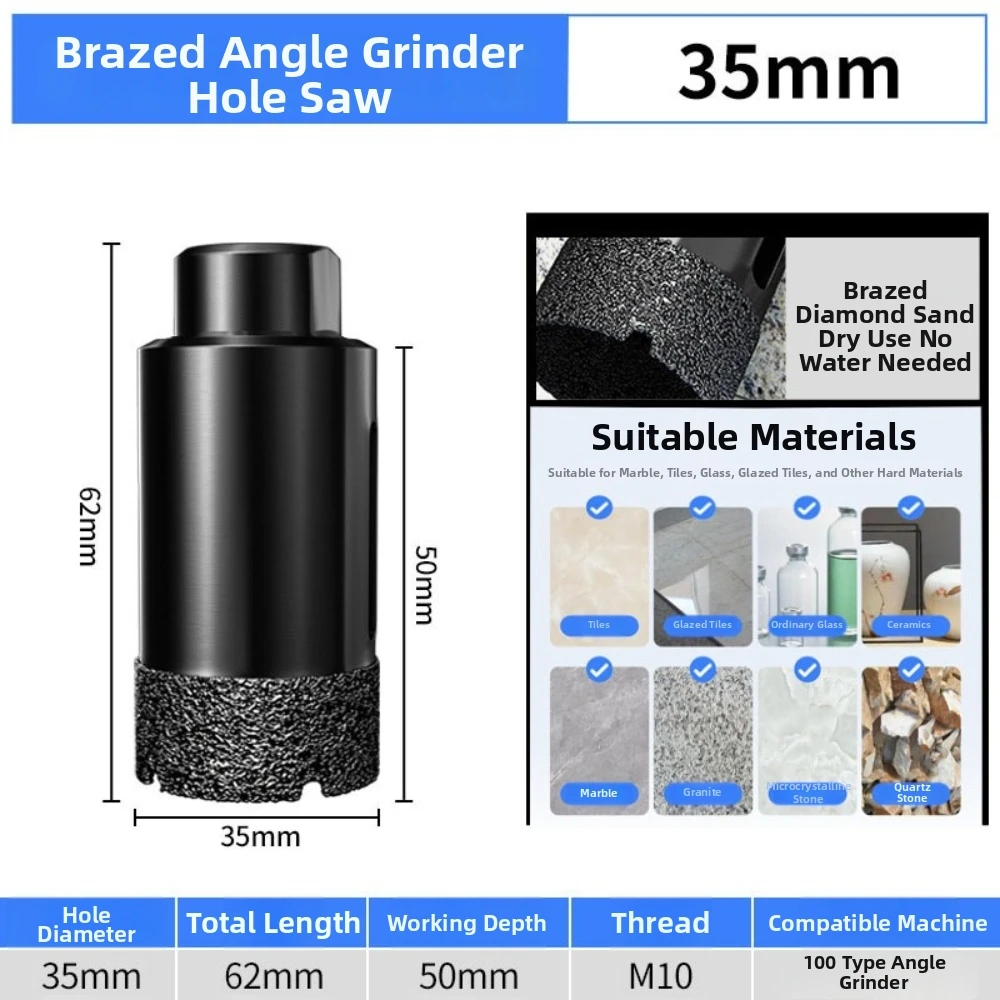 M10 Thread Core Drill Bit 6/12/20/35mm Diameter Dry Cutting Type Hole Saw Cutter Multi-Size Dry Drill Bit