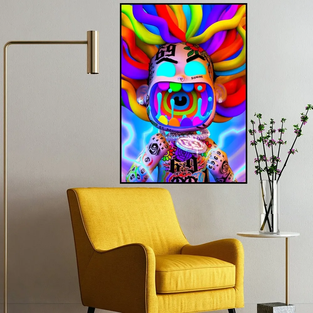 Rapper 6ix9ine Day69 WASSUP Tekashi69 P Poster Home Living Room Bar Decorate Stickers Wall Office Study Fashion