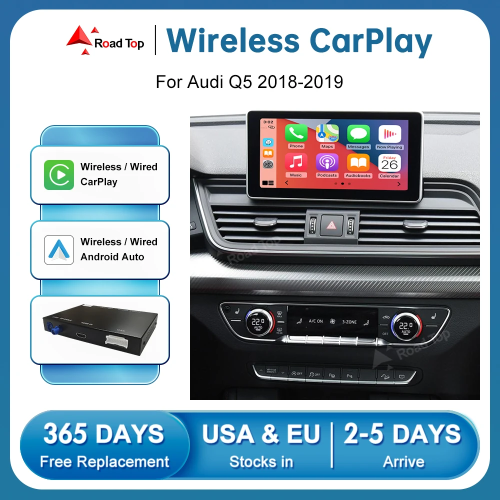 

Wireless Apple CarPlay Android Auto Interface for Audi Q5 2018-2019, with Mirror Link AirPlay Navigation Car Play Functions