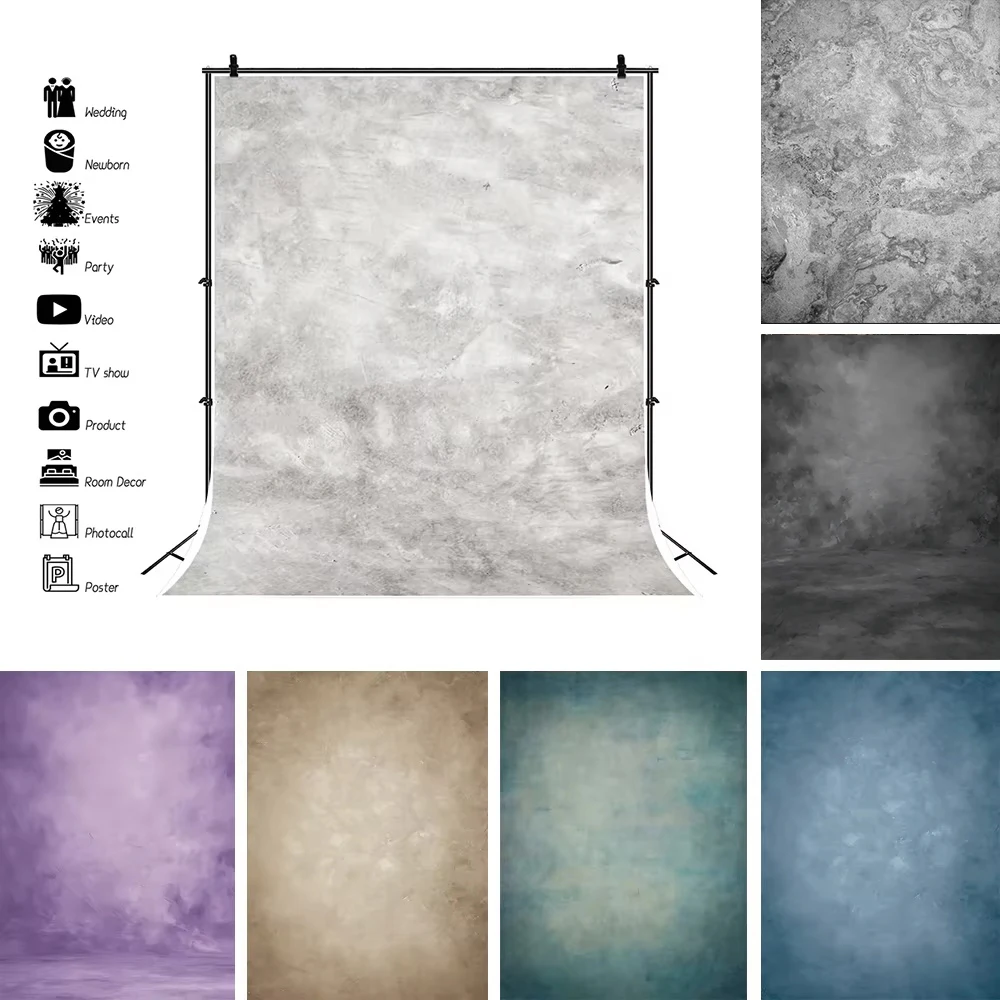 

Laeacco Gray Cement Wall Surface Gradient Solid Color Texture Backgrounds for Photographs Baby Portrait Backdrop Photocall