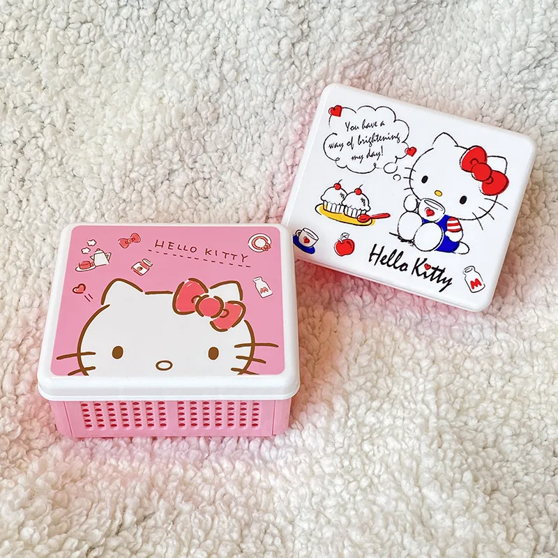 Kawaii Sanrio Hello Kitty Cartoon Desktop Foldable Storage Basket Box Jewelry Stationery Box Girls Creative Peripheral Gifts