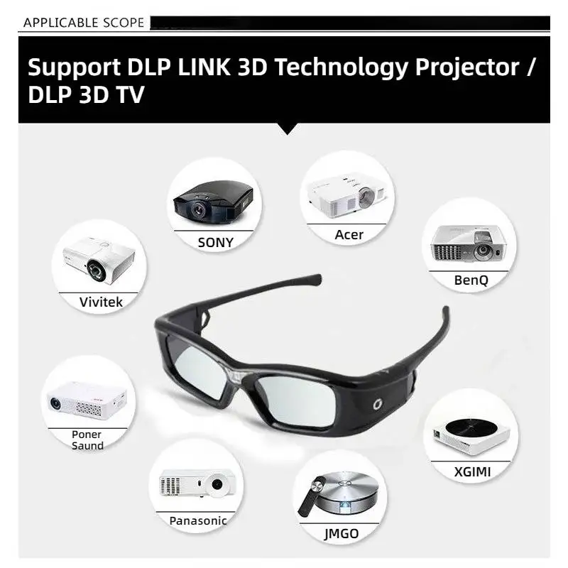 

DLP Link 3D VR Glasses XR Glasses GL410 for Projector HD Active for Optama Acer BenQ ViewSonic Sharp Dell DLP Link Projectors