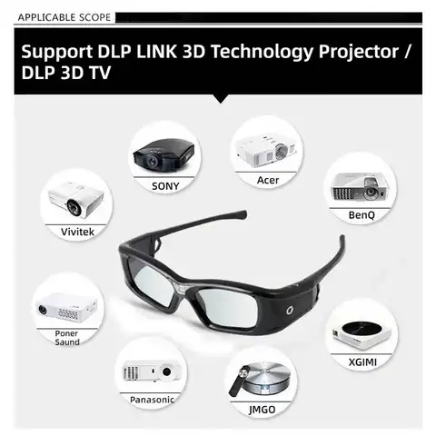 DLP Link 3D VR 안경 XR 안경 GL410 프로젝터용 HD 액티브 (옵타마, 에이서, 벤큐, 뷰소닉, 샤프, 델 DLP Link 프로젝터 호환)