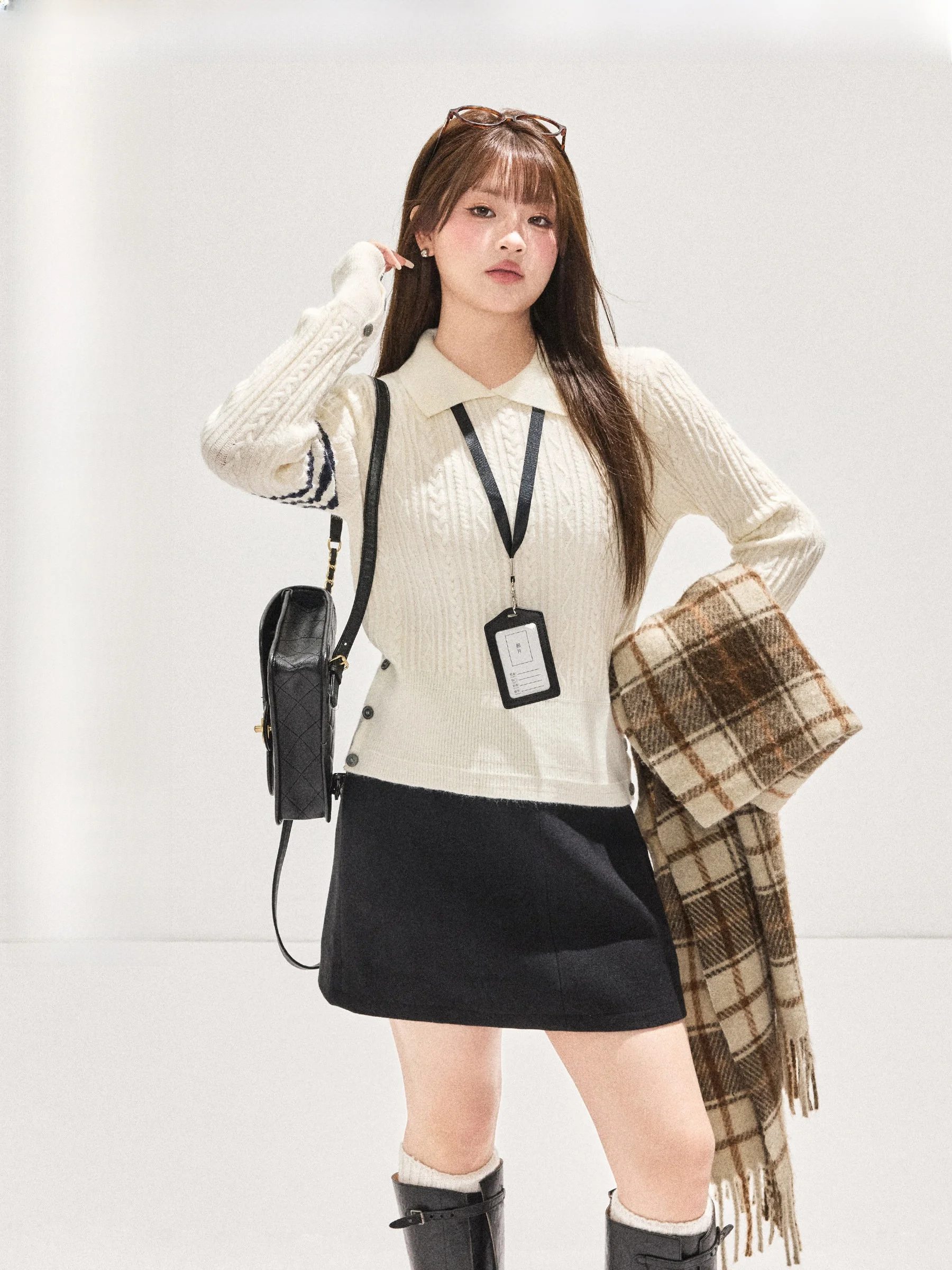 

Комплект JULULOOK Studio Moon And Six Pence: свитер и юбка больших размеров в стиле колледж, модный осенне-зимний ансамбль