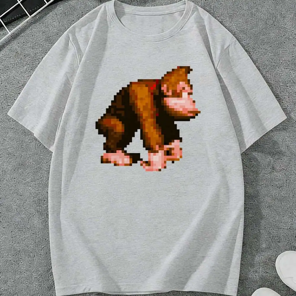 Mens Pixelated Gorilla Funny T Shirt Gaming Retro Kong Vintage Women Clothing Kawaii Clothes Harajuku Graphic T Shirts Y2k Tops