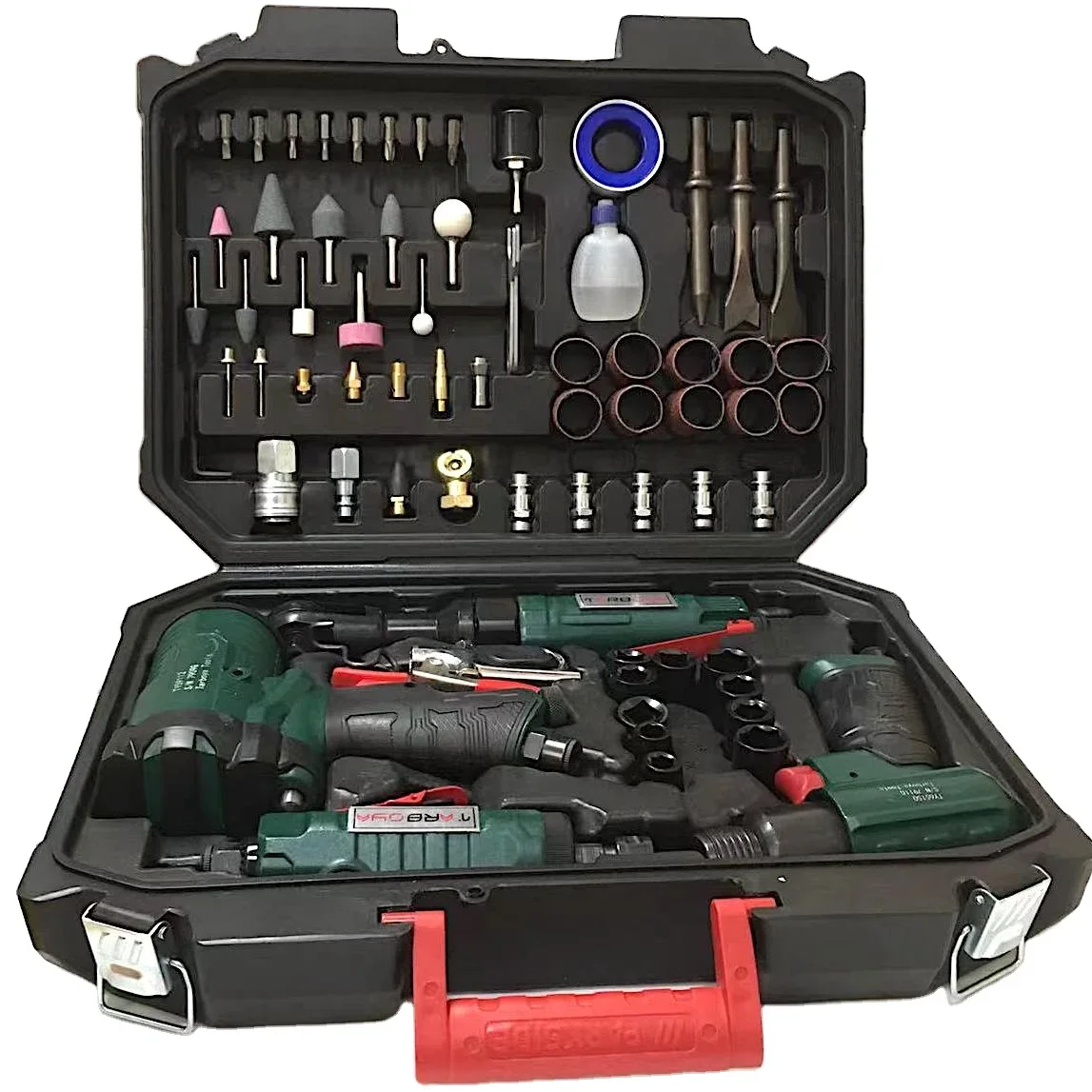 Tarboya compressed air set, 5 compressed air devices and accessories, 71-piece compressed air set including numerous accessories