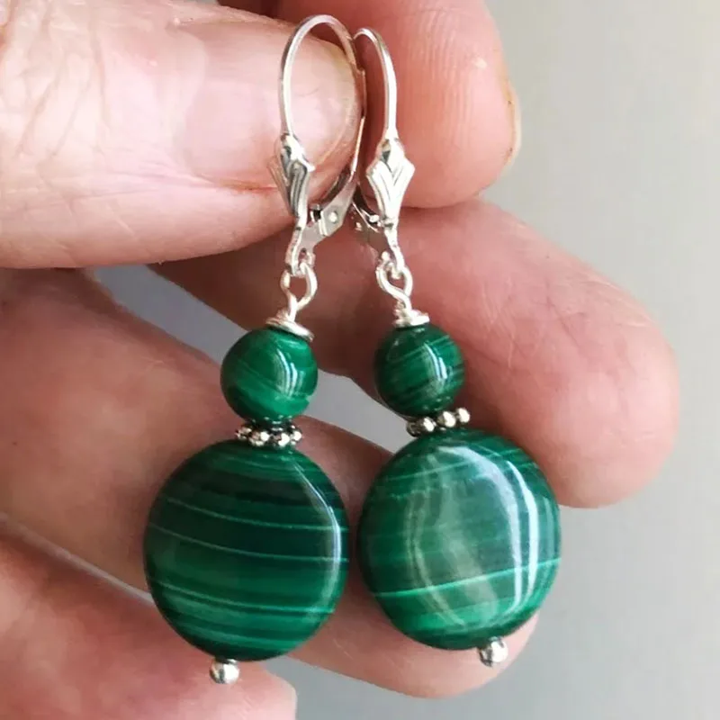 Malachite Earrings, Malachite Jewellery, Natural Malachite Earrings