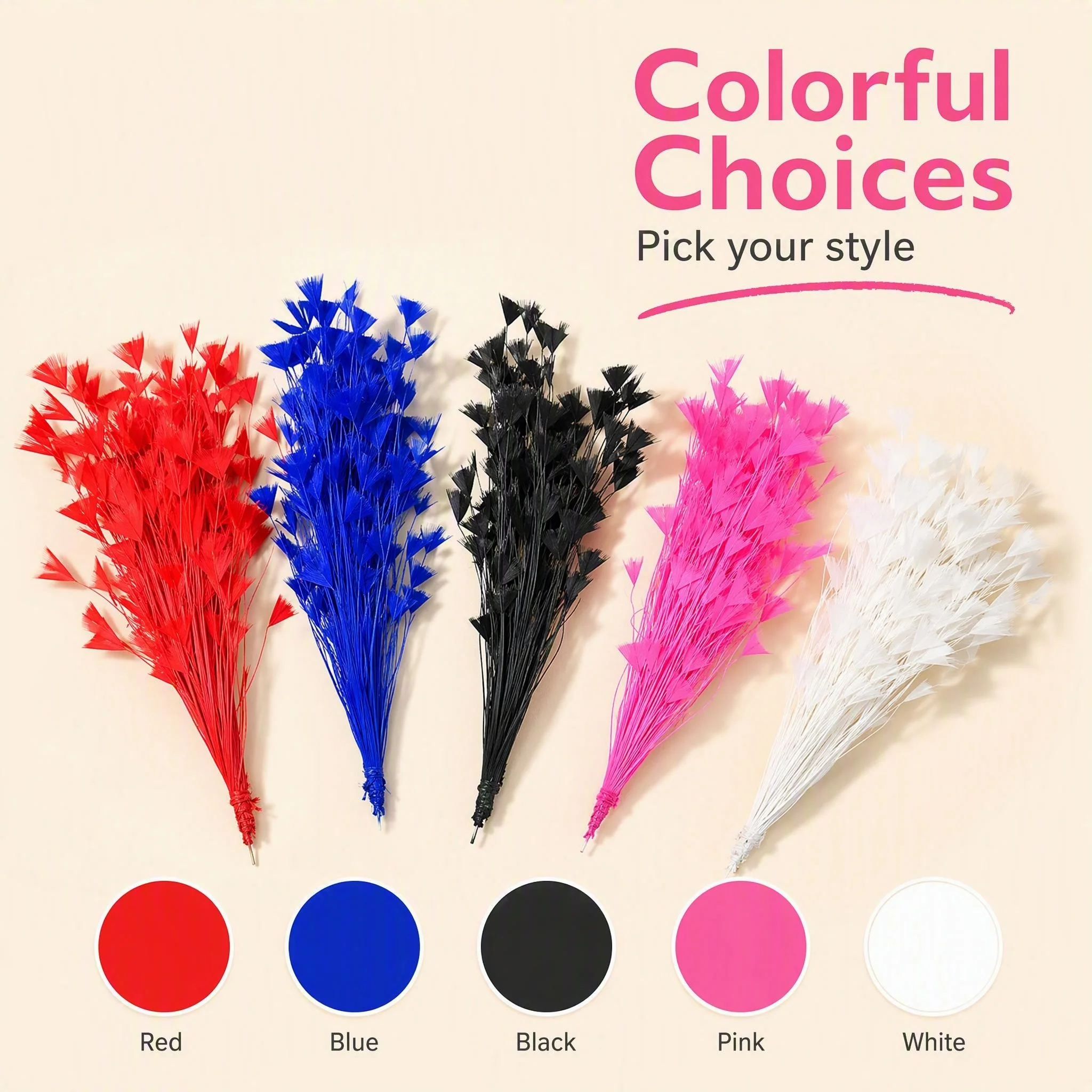 Turkey Feather Flower Hair Accessory 25-30cm Wire Flower Hair Clip Costume Decoration Stage Performance Dance Party Wedding