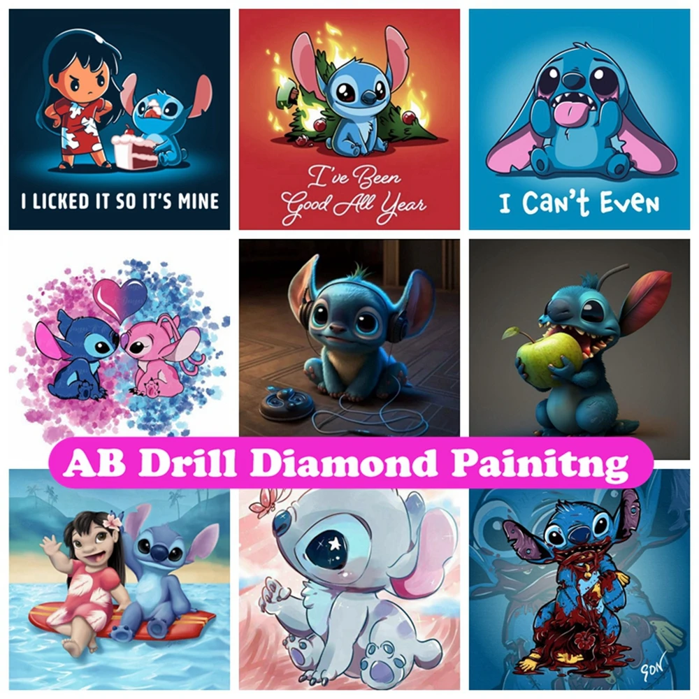 

Lilo & Stitch AB Diamond Painting Embroidery Disney Cartoon Cross Stitch Mosaic Picture Handicraft Home Decor Children's Gift