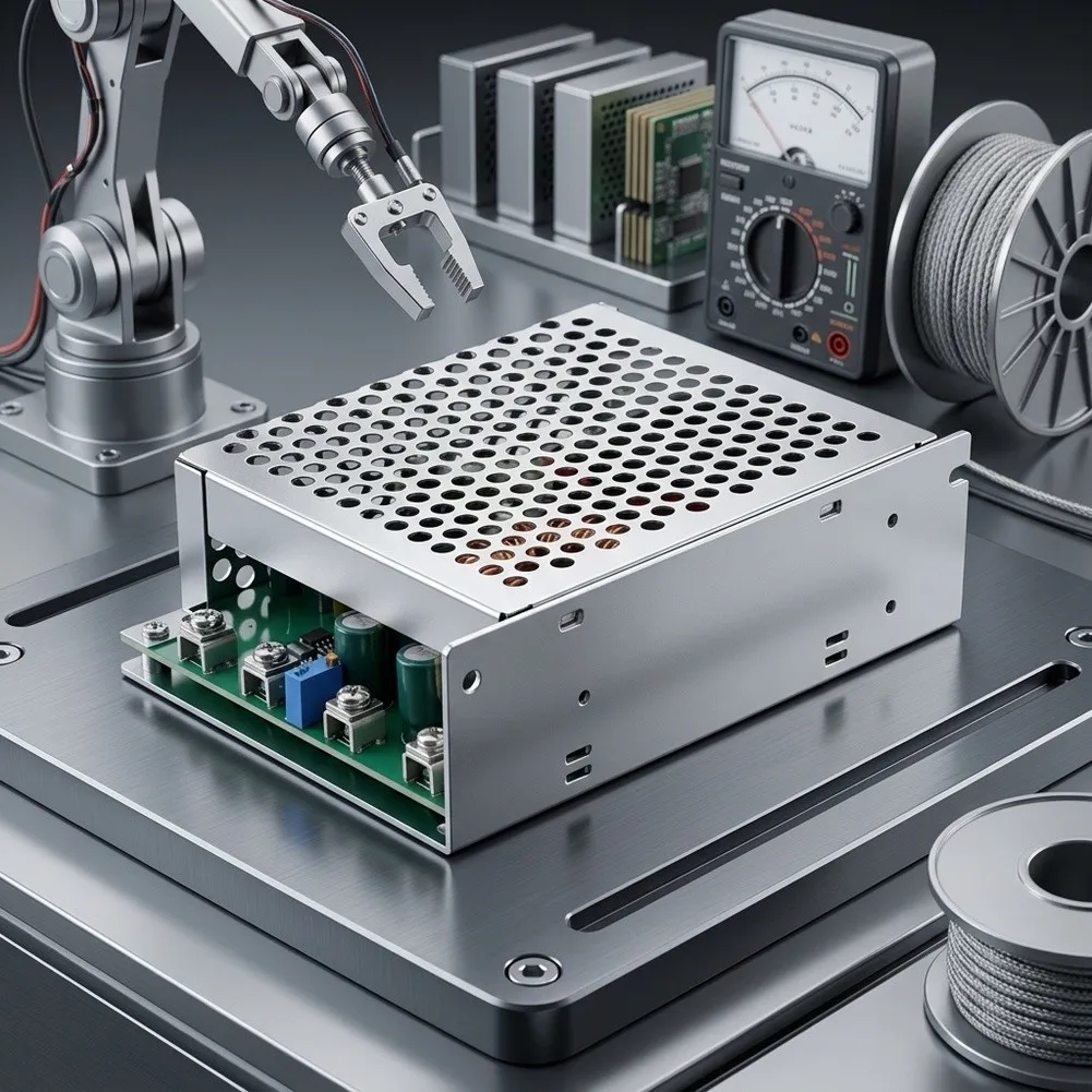 1500W DC-DC Voltage Reduction Module with 50A Output and Integrated Cooling Fan for Industrial Power Conversion