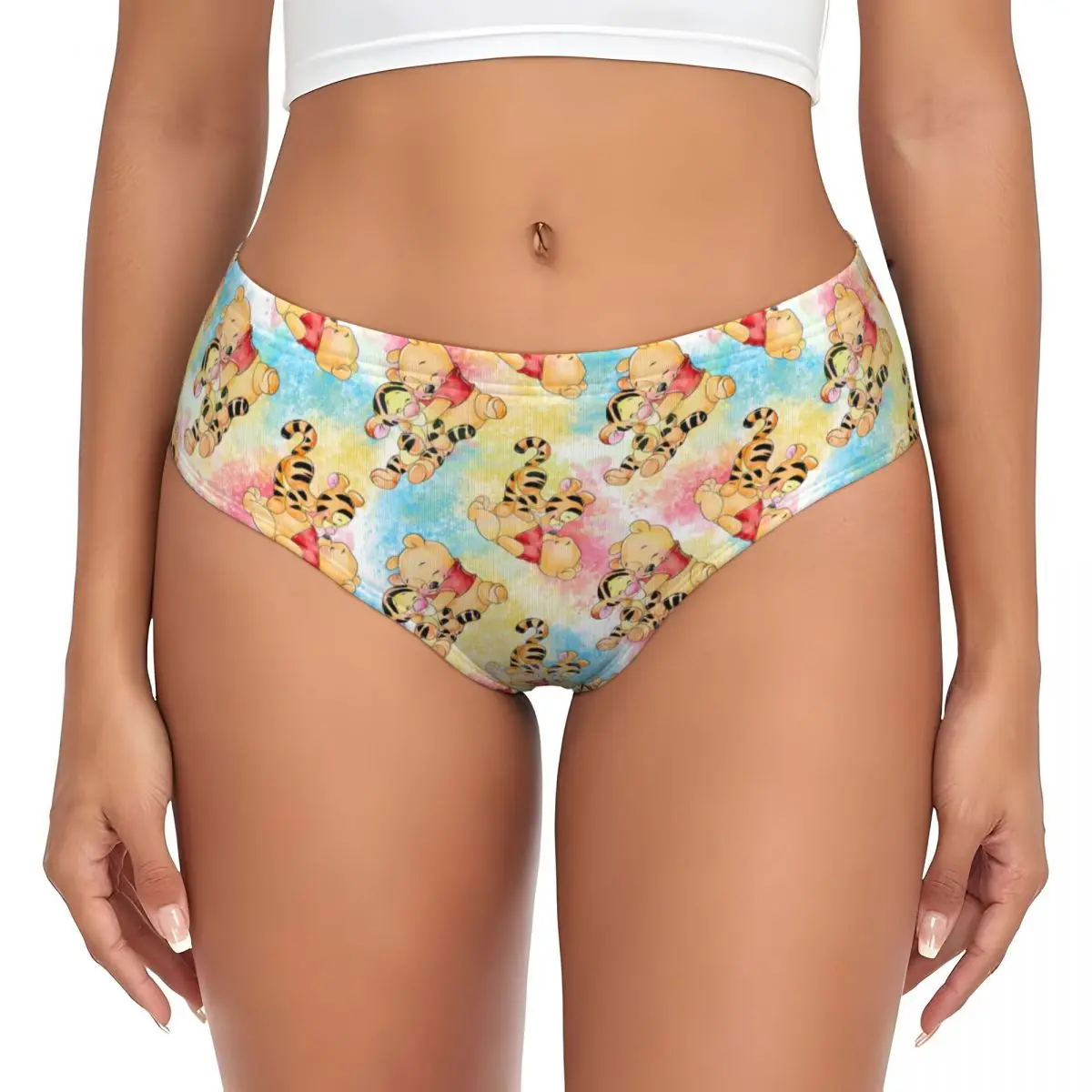 Custom Winnie The Pooh Animation Cartoons Brief Panties for Women Comfort Stretch Underwear